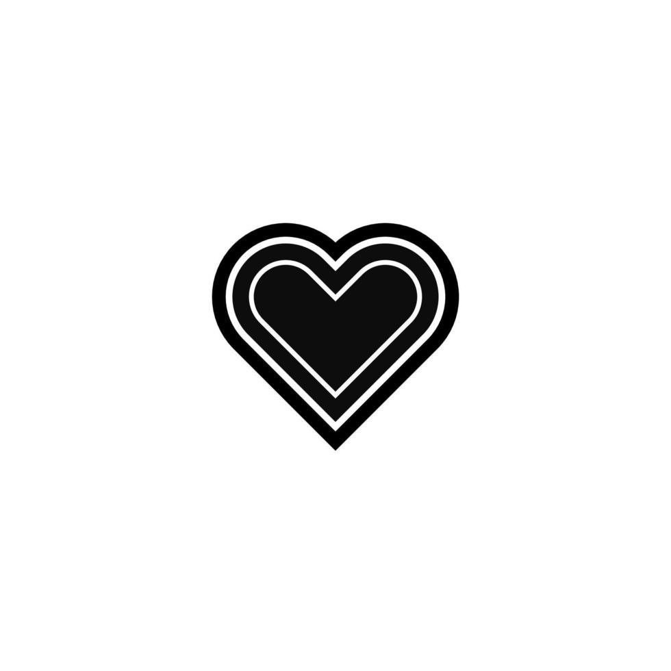 hjärta platt hand dragen vektor design med svart Färg