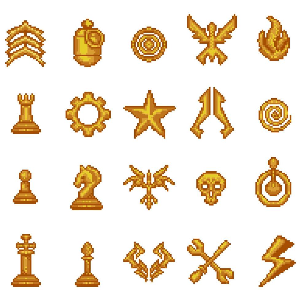 spel guld symbol tillgång pixel stil vektor