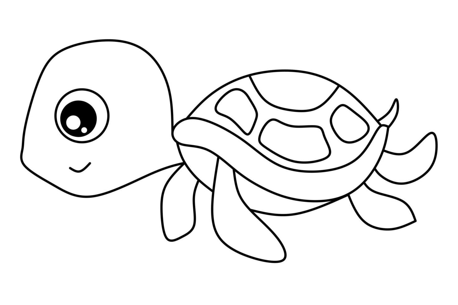tecknad serie sköldpadda översikt bild för färg bok vektor