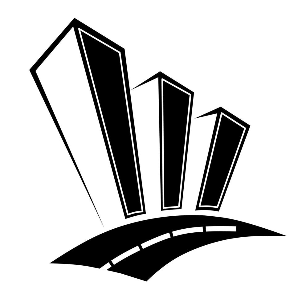 logotyp bild av tre byggnader med en motorväg vektor