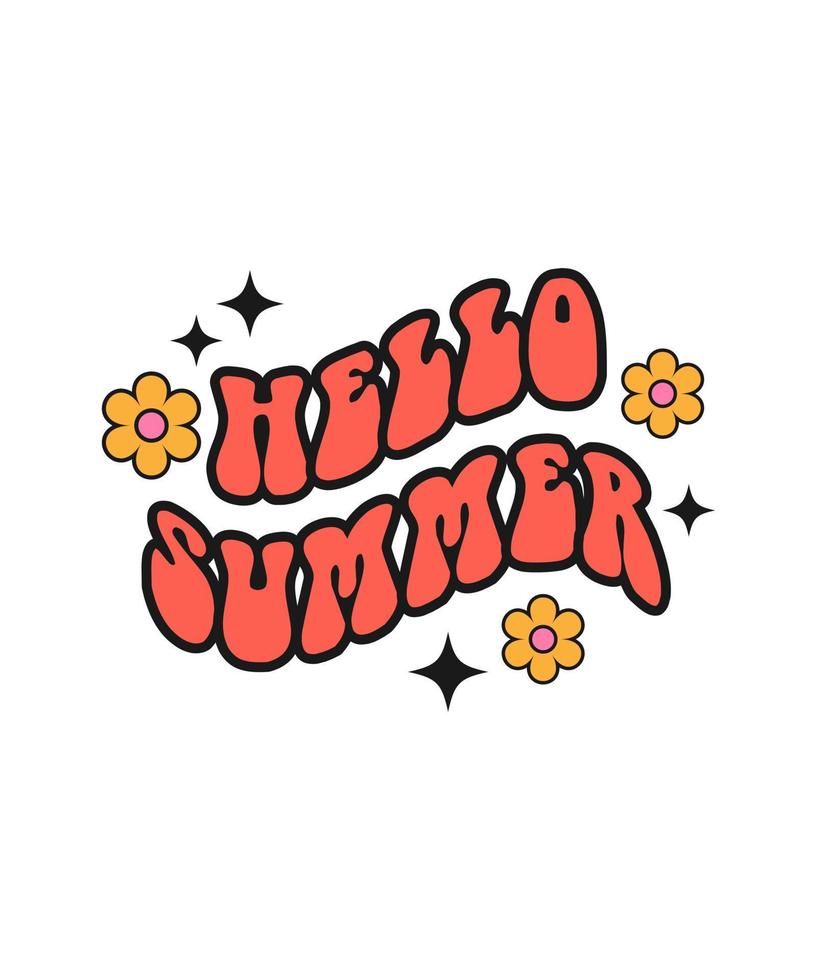 Hallo Sommer-Schriftzug-Zitat für T-Shirt-Design vektor