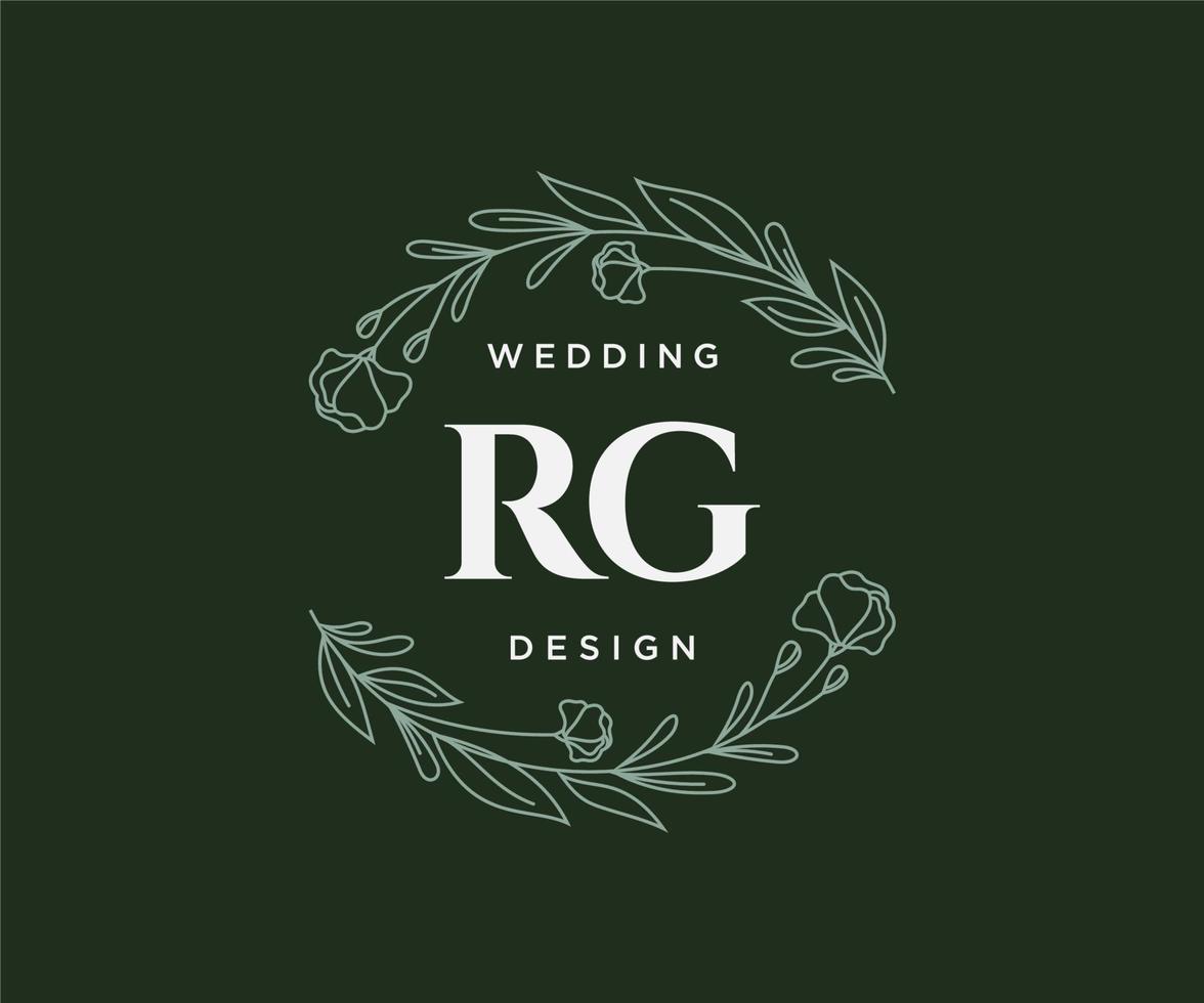 rg initialen brief hochzeitsmonogramm logos sammlung, handgezeichnete moderne minimalistische und florale vorlagen für einladungskarten, save the date, elegante identität für restaurant, boutique, café im vektor