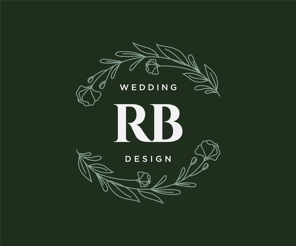 rb initialer brev bröllop monogram logotyper samling, hand dragen modern minimalistisk och blommig mallar för inbjudan kort, spara de datum, elegant identitet för restaurang, boutique, Kafé i vektor