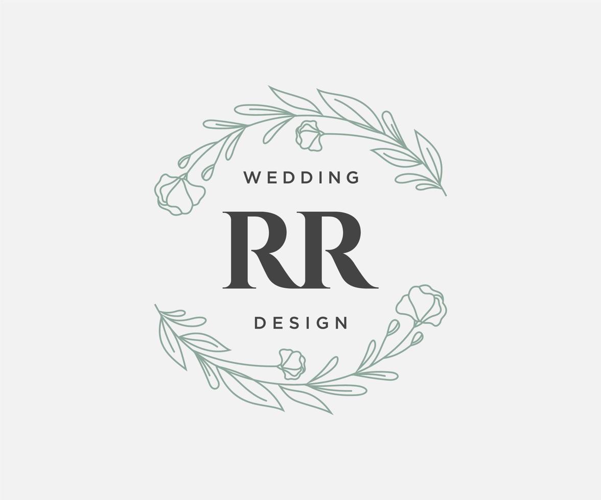 rr initialer brev bröllop monogram logotyper samling, hand dragen modern minimalistisk och blommig mallar för inbjudan kort, spara de datum, elegant identitet för restaurang, boutique, Kafé i vektor