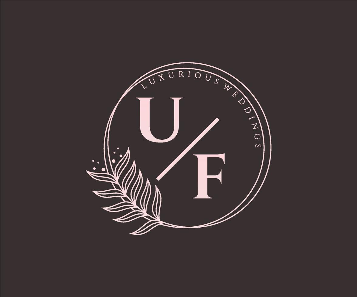 uf initialer brev bröllop monogram logotyper mall, hand dragen modern minimalistisk och blommig mallar för inbjudan kort, spara de datum, elegant identitet. vektor