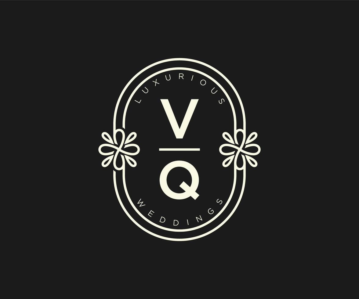 vq initialer brev bröllop monogram logotyper mall, hand dragen modern minimalistisk och blommig mallar för inbjudan kort, spara de datum, elegant identitet. vektor