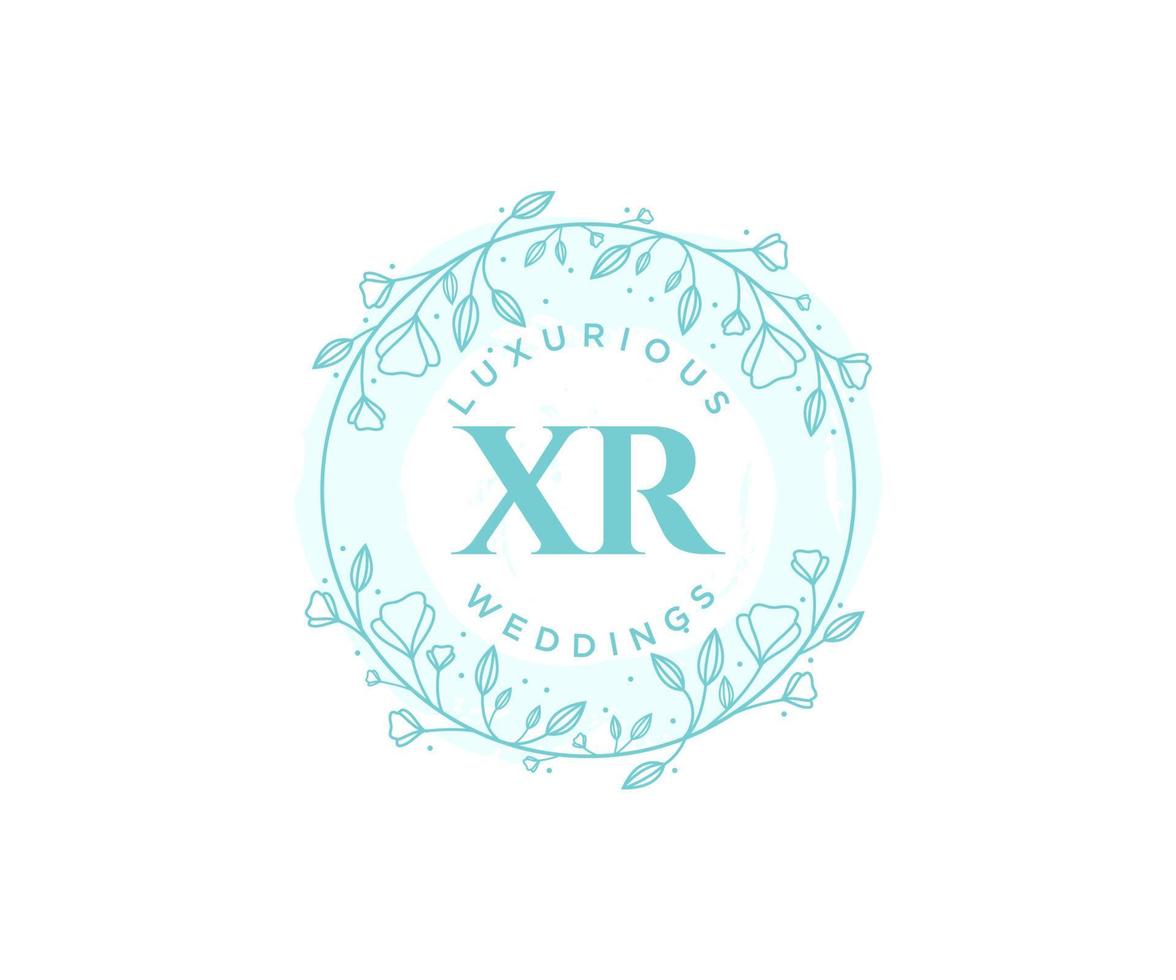 xr initialer brev bröllop monogram logotyper mall, hand dragen modern minimalistisk och blommig mallar för inbjudan kort, spara de datum, elegant identitet. vektor