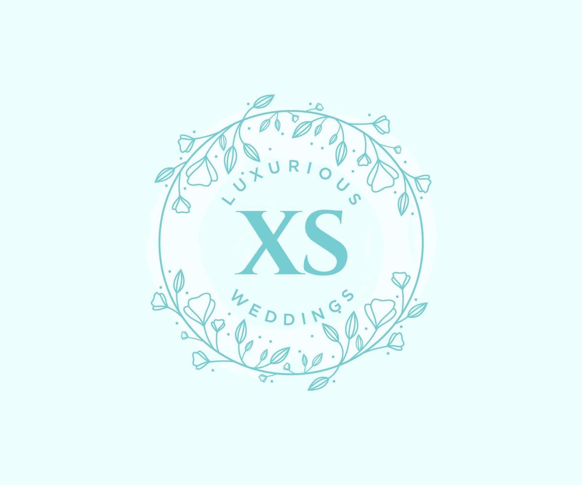 xs Initialen Brief Hochzeit Monogramm Logos Vorlage, handgezeichnete moderne minimalistische und florale Vorlagen für Einladungskarten, Datum speichern, elegante Identität. vektor