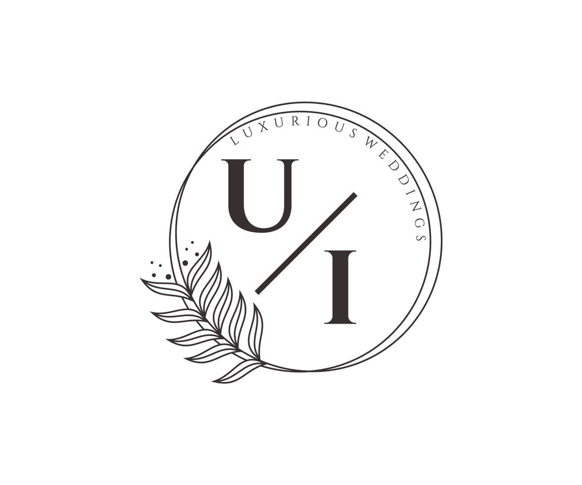 ui initialer brev bröllop monogram logotyper mall, hand dragen modern minimalistisk och blommig mallar för inbjudan kort, spara de datum, elegant identitet. vektor