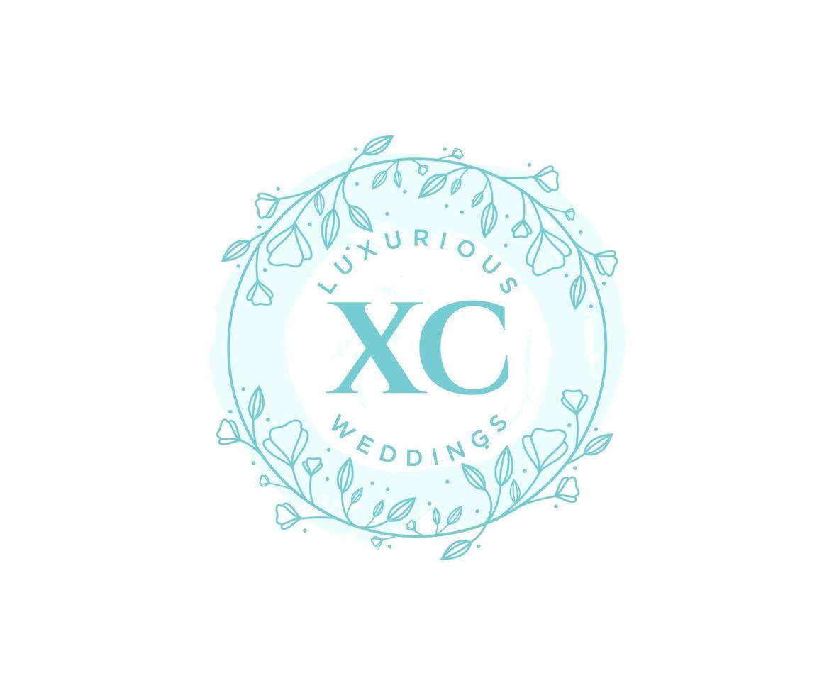 xc Initialen Brief Hochzeit Monogramm Logos Vorlage, handgezeichnete moderne minimalistische und florale Vorlagen für Einladungskarten, Datum speichern, elegante Identität. vektor
