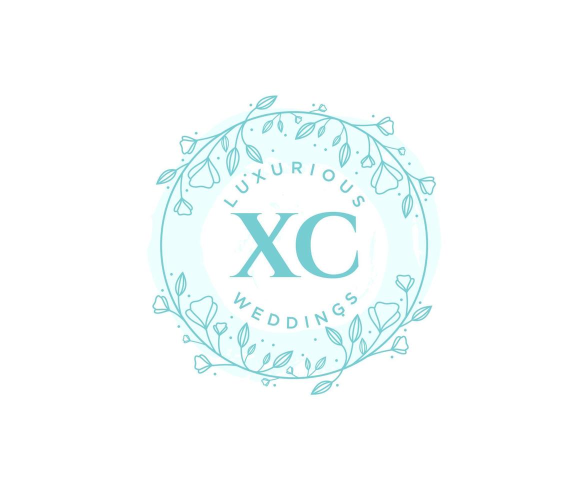 xc initialer brev bröllop monogram logotyper mall, hand dragen modern minimalistisk och blommig mallar för inbjudan kort, spara de datum, elegant identitet. vektor