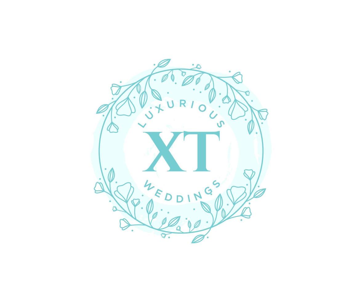 xt initialer brev bröllop monogram logotyper mall, hand dragen modern minimalistisk och blommig mallar för inbjudan kort, spara de datum, elegant identitet. vektor