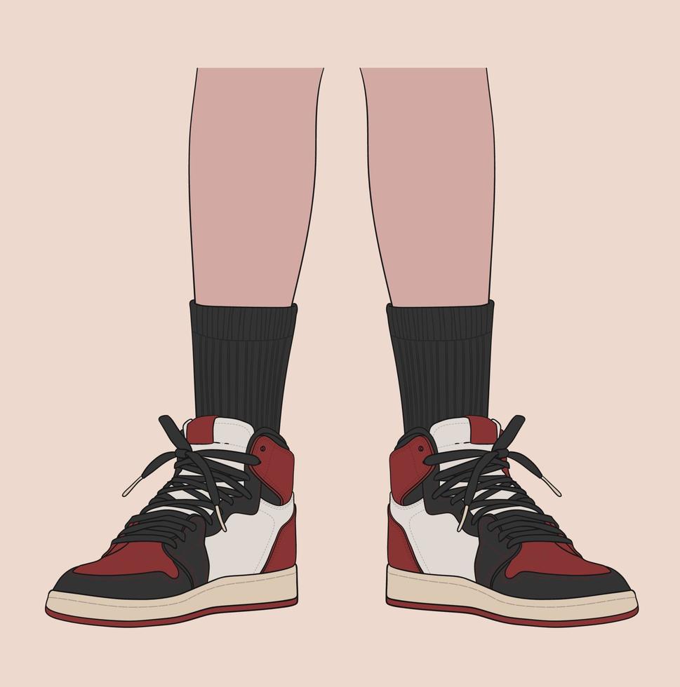 stående använder sig av de mest känd basketboll skor vektor
