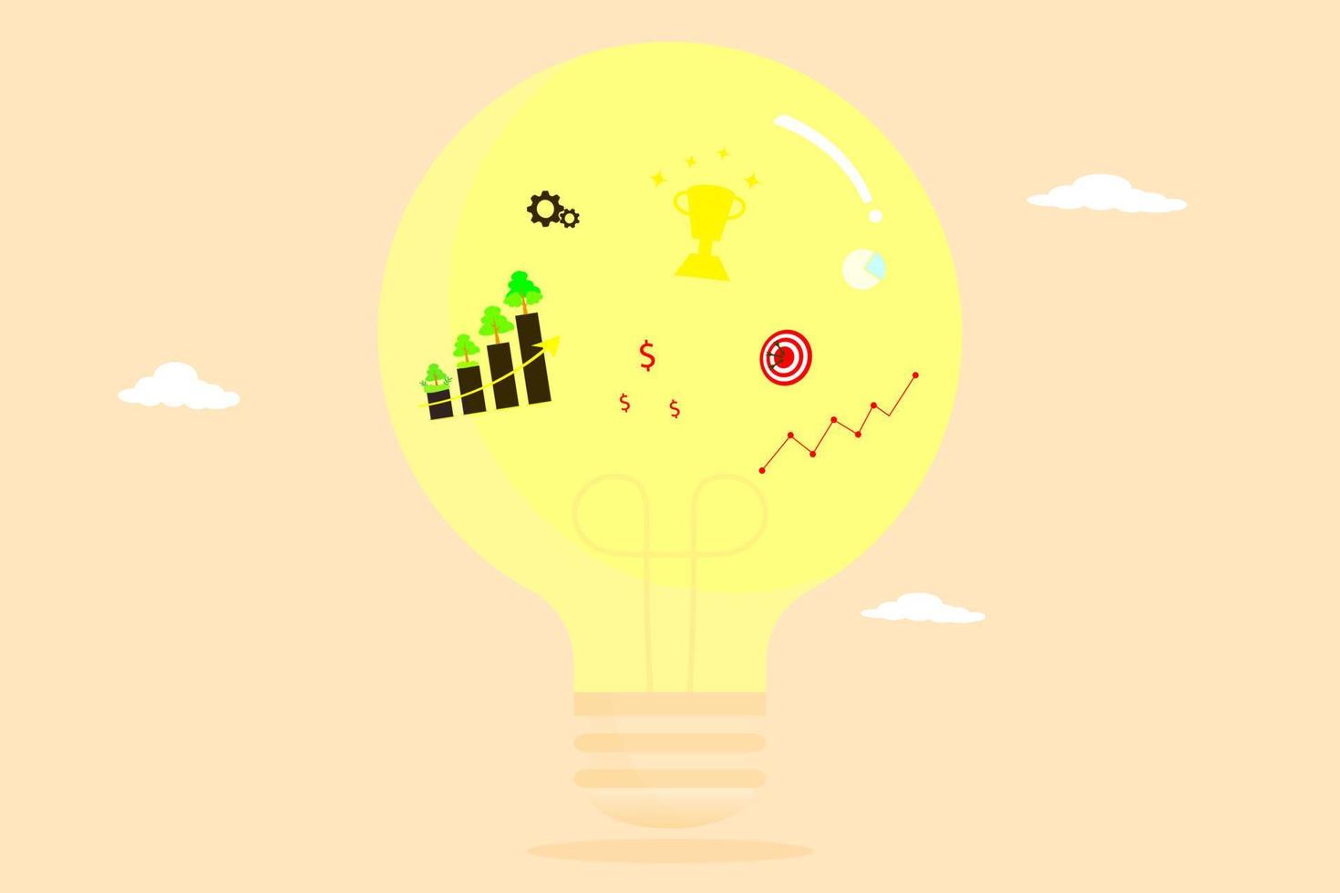 Vektor-Illustration Geschäftsidee Konzept, kreative Lösung Glühbirne Inspiration vektor