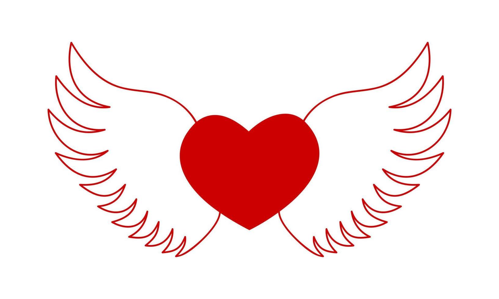 fliegendes rotes Herz mit Engelsflügeln. Liebessymbol. Valentinstag-Design-Element vektor