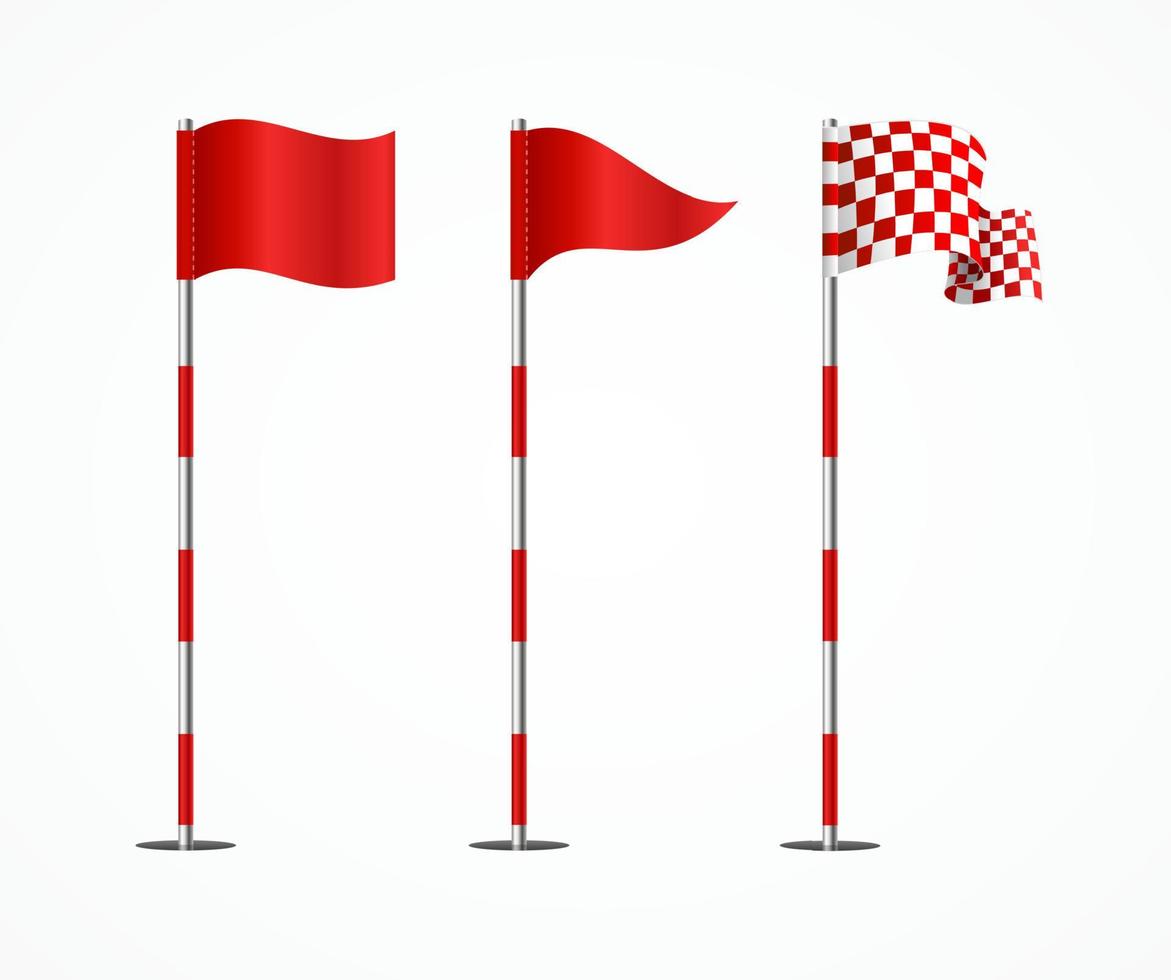 realistisk 3d detaljerad golf flagga uppsättning. vektor