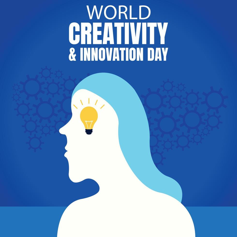 Illustrationsvektorgrafik der Silhouette einer Frau, die mit einer brennenden Lampe gefüllt ist, perfekt für den internationalen Tag, Welttag der Kreativität und Innovation, Feiern, Grußkarten usw. vektor