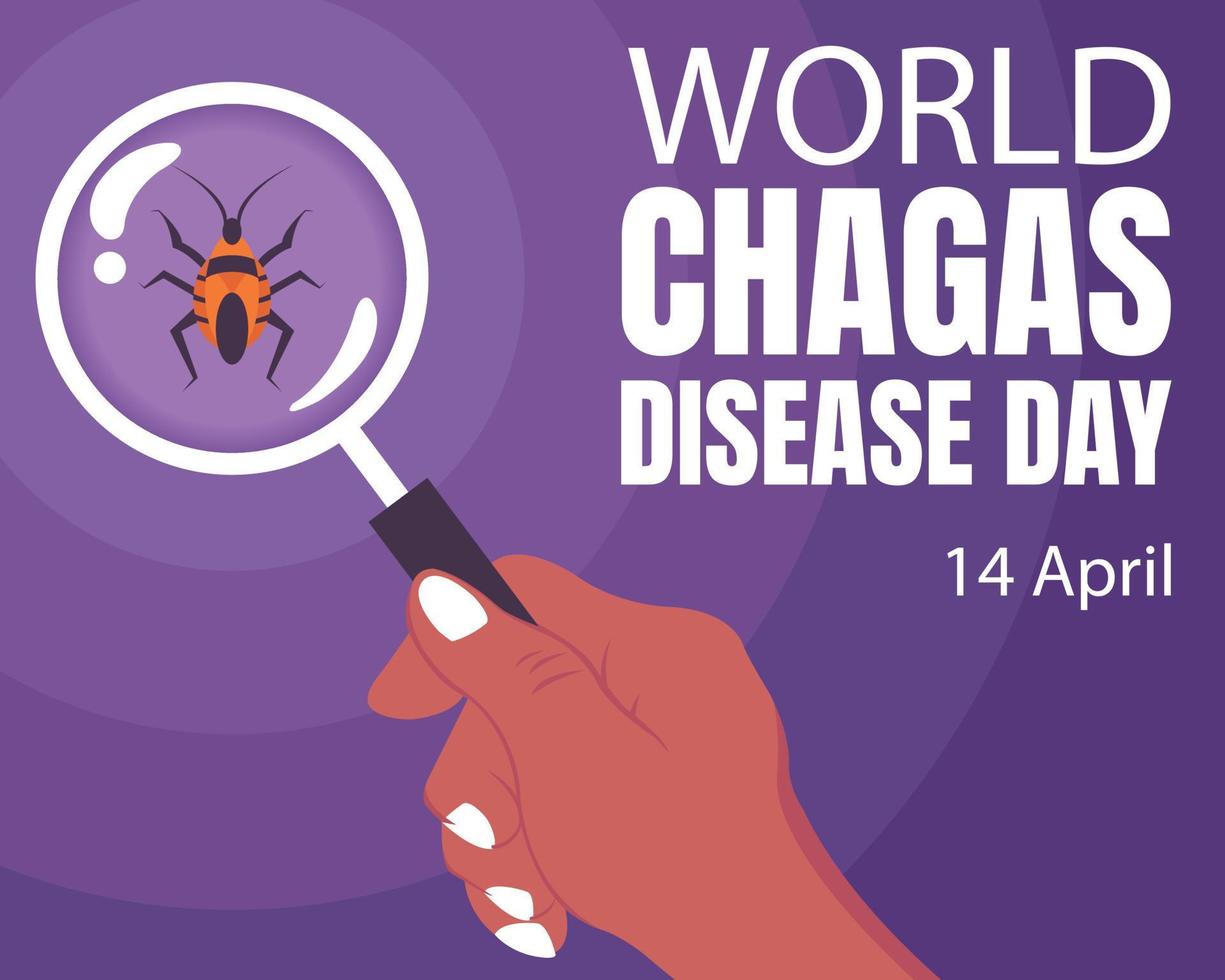 Illustrationsvektorgraphik der Hand, die Lupe hält und Küssen des Käferinsekts zeigt, perfekt für internationalen Tag, Tag der Chagas-Krankheit, Feiern, Grußkarte usw. vektor