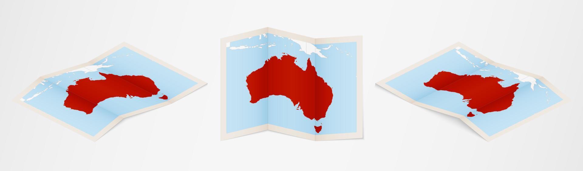 Faltkarte von Australien in drei verschiedenen Versionen. vektor