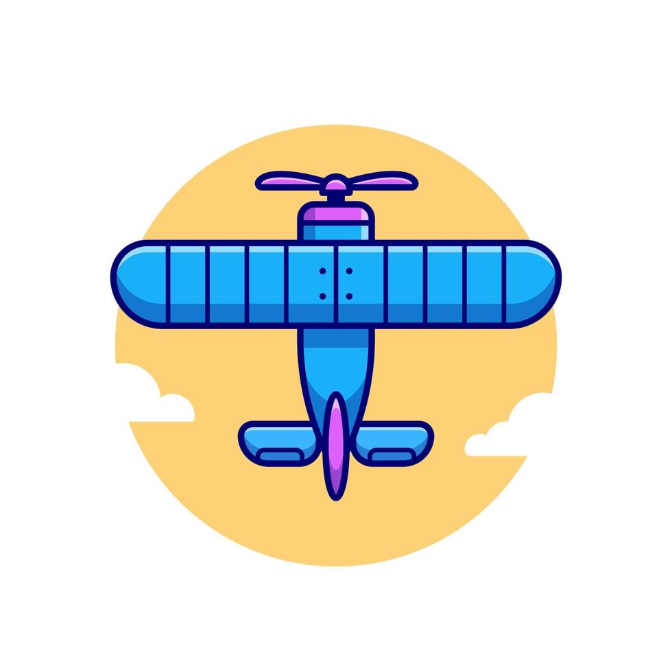 vintage flugzeug cartoon vektor symbol illustration. Lufttransport-Icon-Konzept isolierter Premium-Vektor. flacher Cartoon-Stil