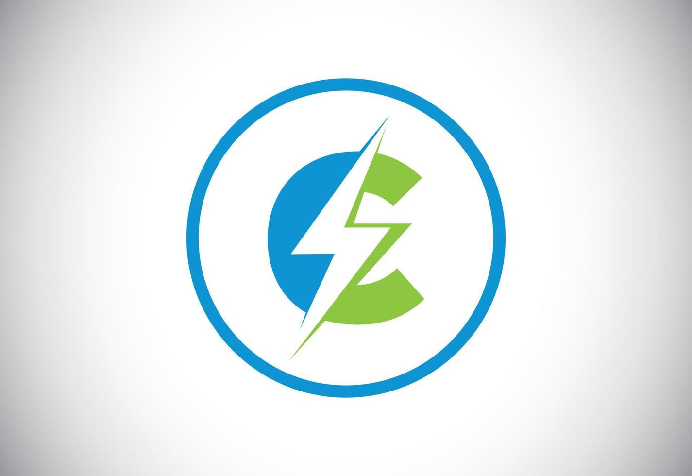 Logo-Design mit anfänglichem c-Buchstaben und Blitz. Logo-Vektor für elektrische Bolzenbuchstaben vektor
