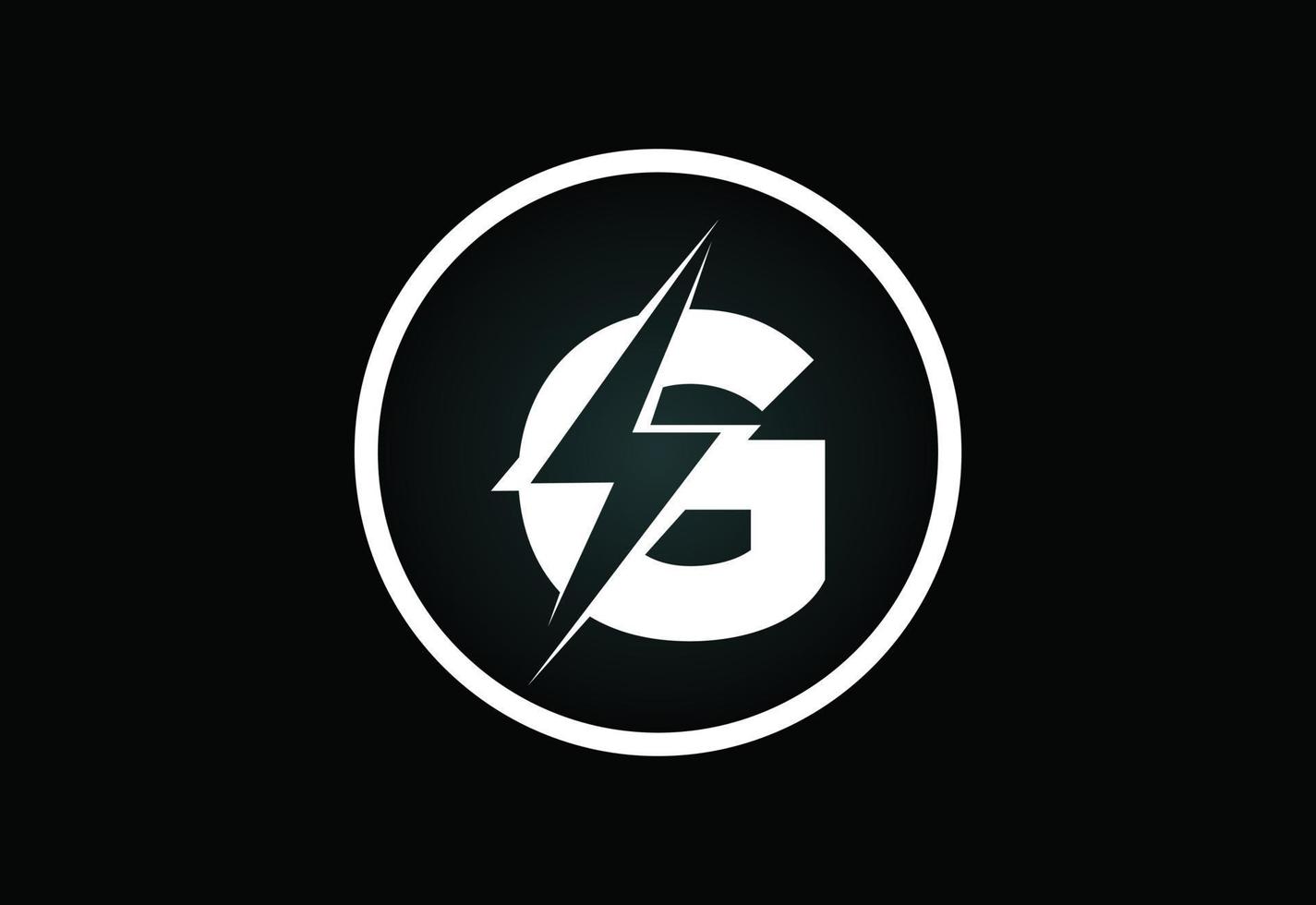 första g brev logotyp design med belysning åska bult. elektrisk bult brev logotyp vektor