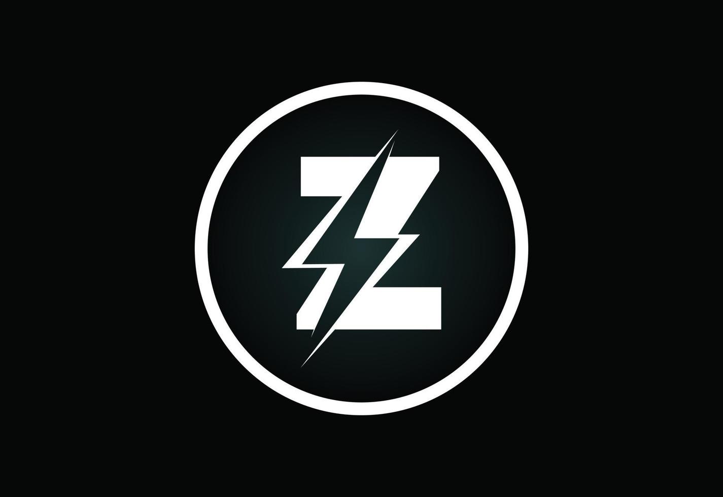 första z brev logotyp design med belysning åska bult. elektrisk bult brev logotyp vektor