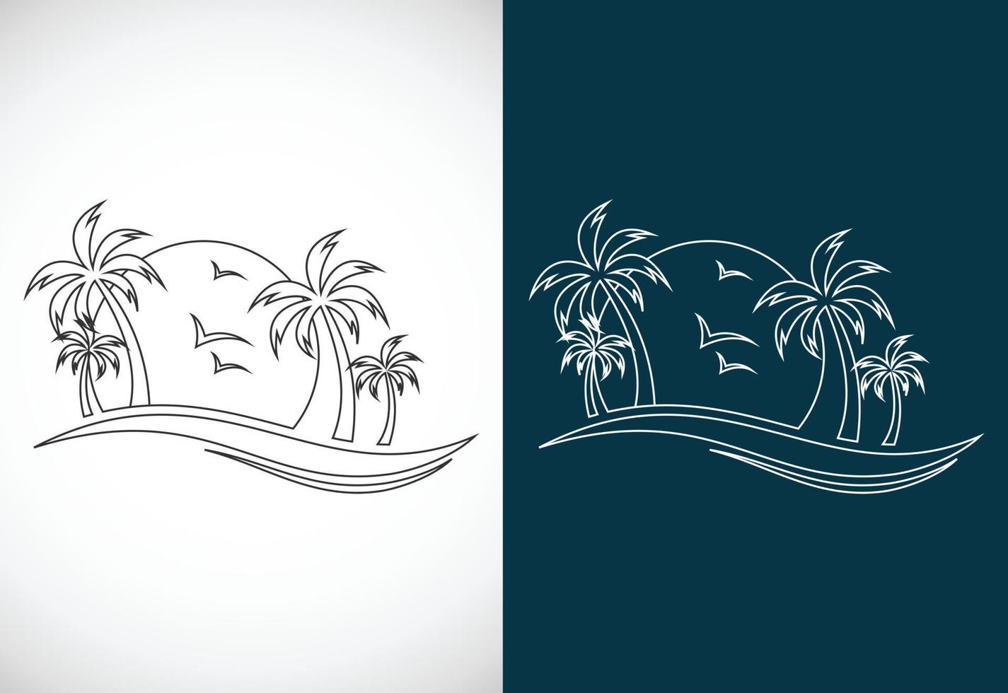 enkel modern unik tropisk strand linje konst logotyp design vektor illustration