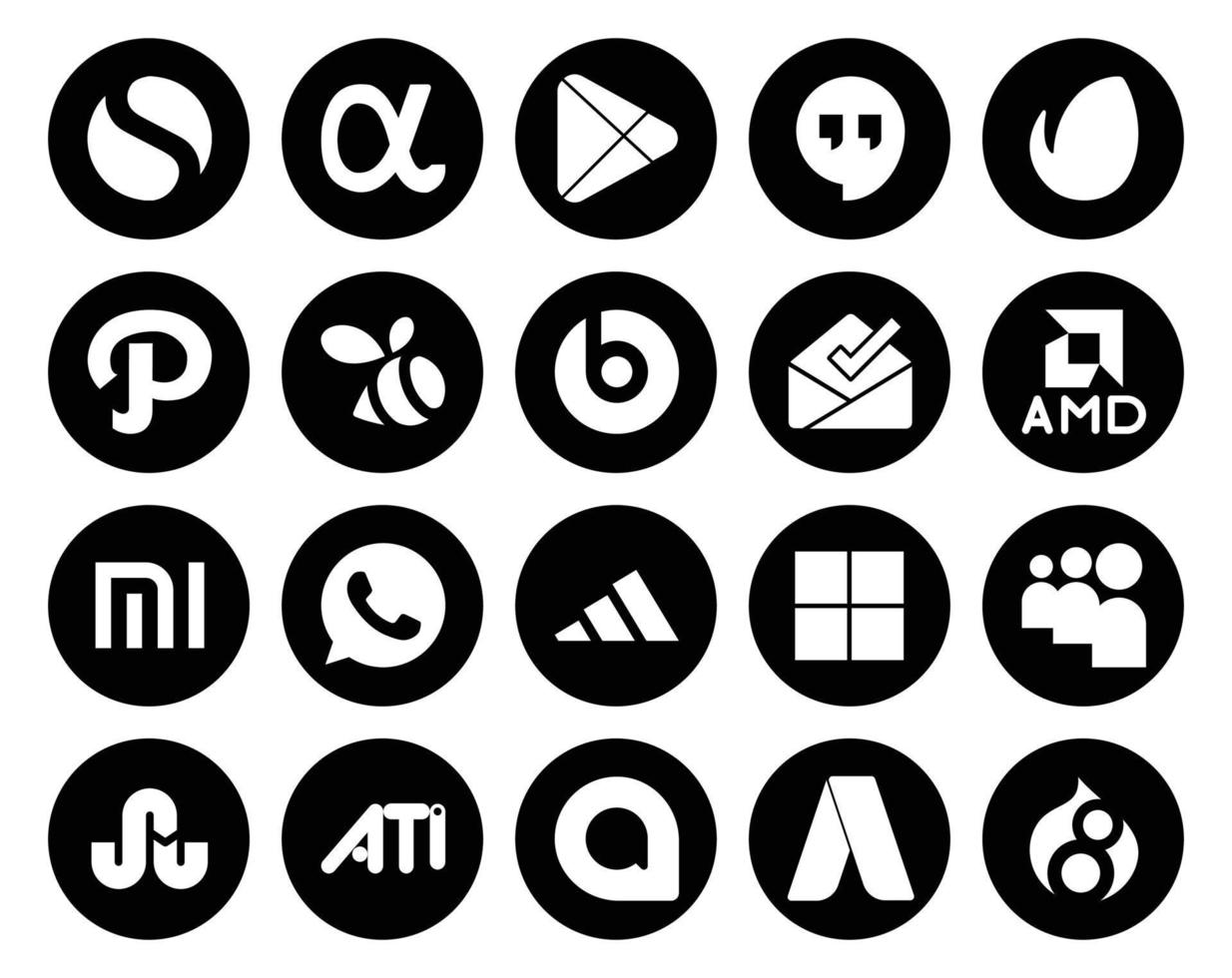 20 Social Media Icon Pack inklusive ati myspace beats pill delicious whatsapp vektor