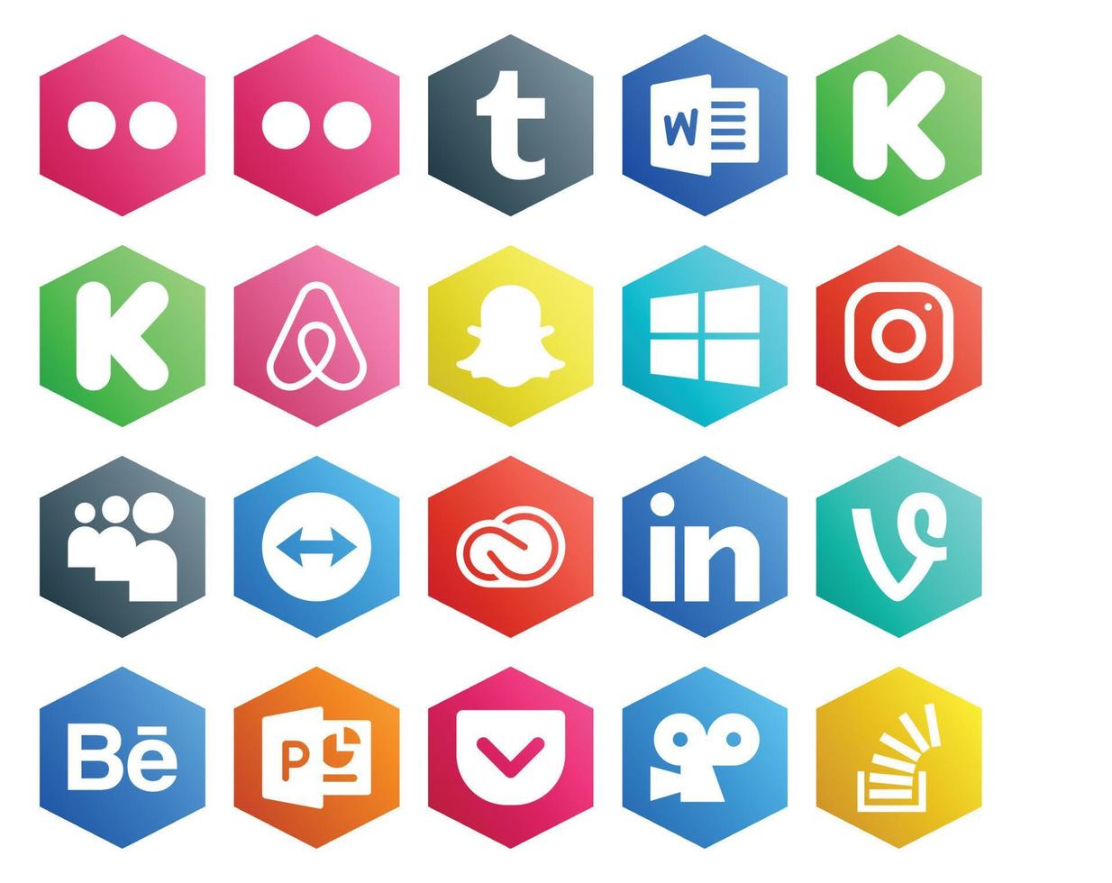 20 social media ikon packa Inklusive ficka Behance mitt utrymme vin adobe vektor