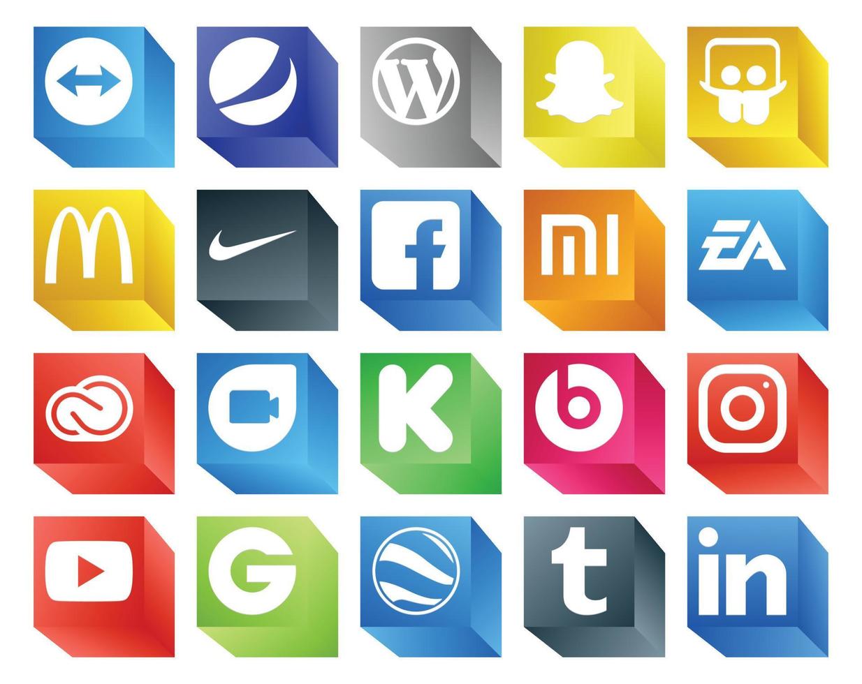 20 Social Media Icon Pack inklusive Kickstarter Adobe Facebook CC Sports vektor