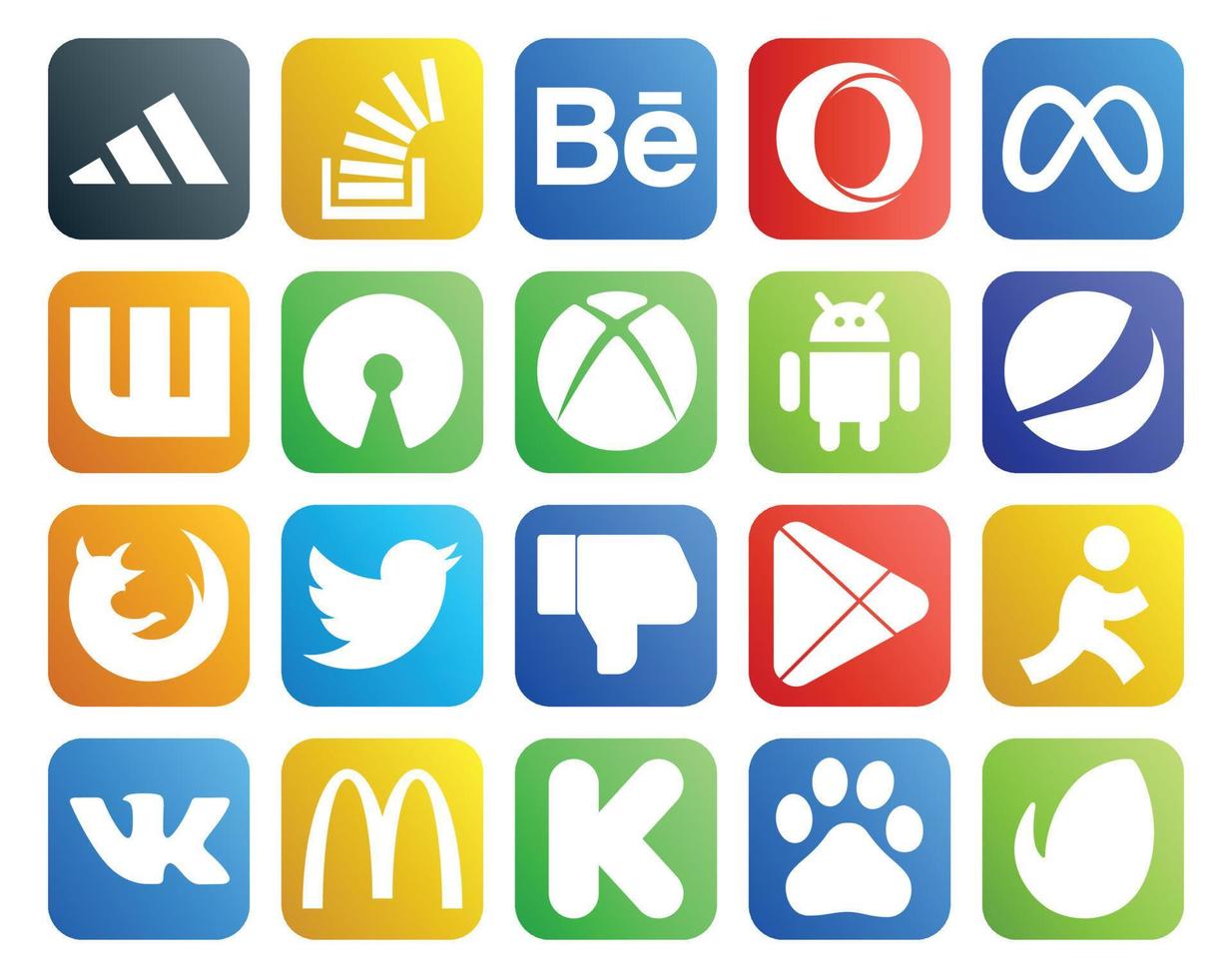 20 Social-Media-Icon-Packs, einschließlich Tweet-Browser, Facebook, Firefox, Android vektor