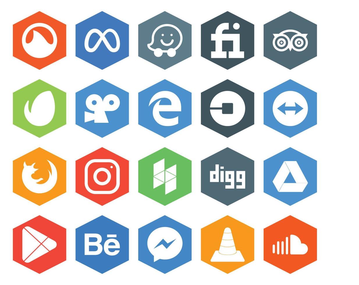 20 Social-Media-Icon-Pack einschließlich Houzz-Browser-Viddler-Firefox-Treiber vektor