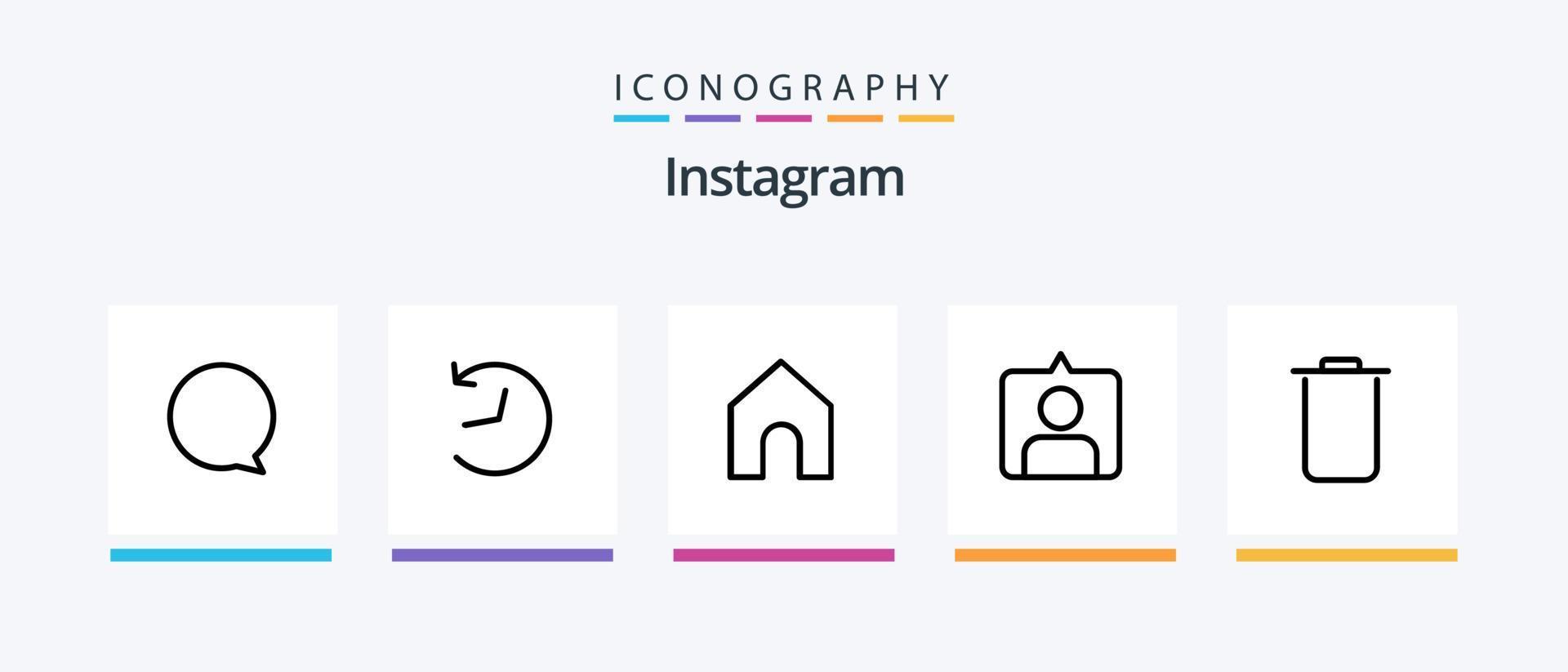 Instagram Line 5 Icon Pack inklusive . Suche. Heimat. instagram. setzt. kreatives Symboldesign vektor