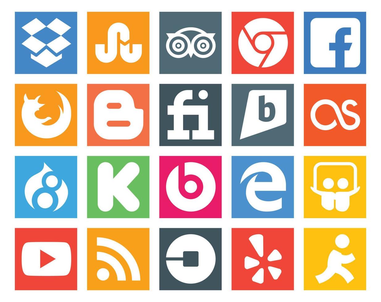 20 social media ikon packa Inklusive Youtube kant bloggare takter piller drupal vektor