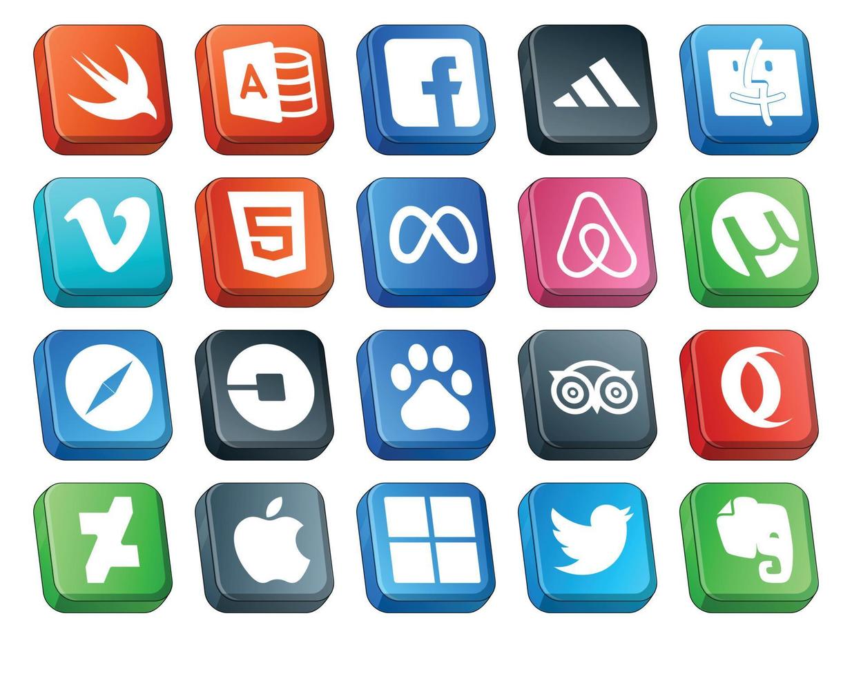 20 Social Media Icon Pack inklusive Baidu Car Meta uber Safari vektor