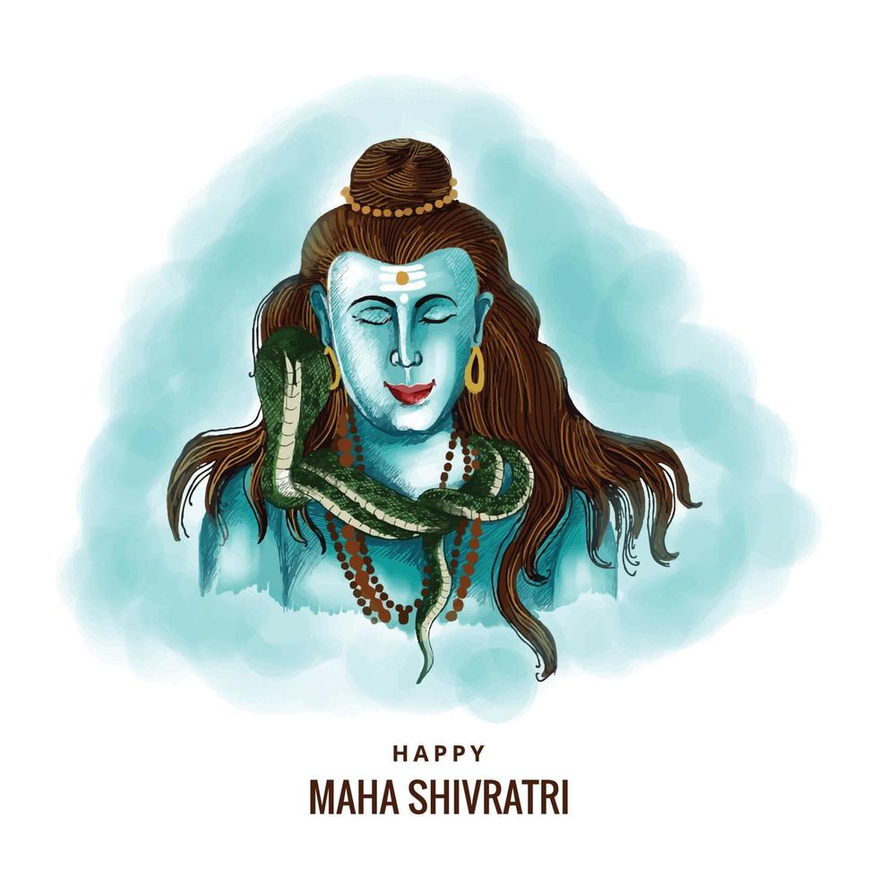 hinduistischer lord shiva für den indischen gott maha shivratri schöner kartenhintergrund vektor