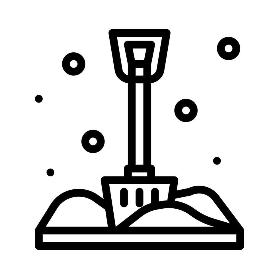 skyffel ikon med översikt stil, vinter- skyffel, plog, verktyg vektor