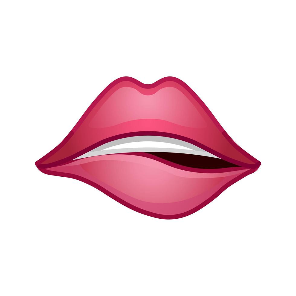 weibliche rote Lippen große Ikone für Emoji-Lächeln vektor