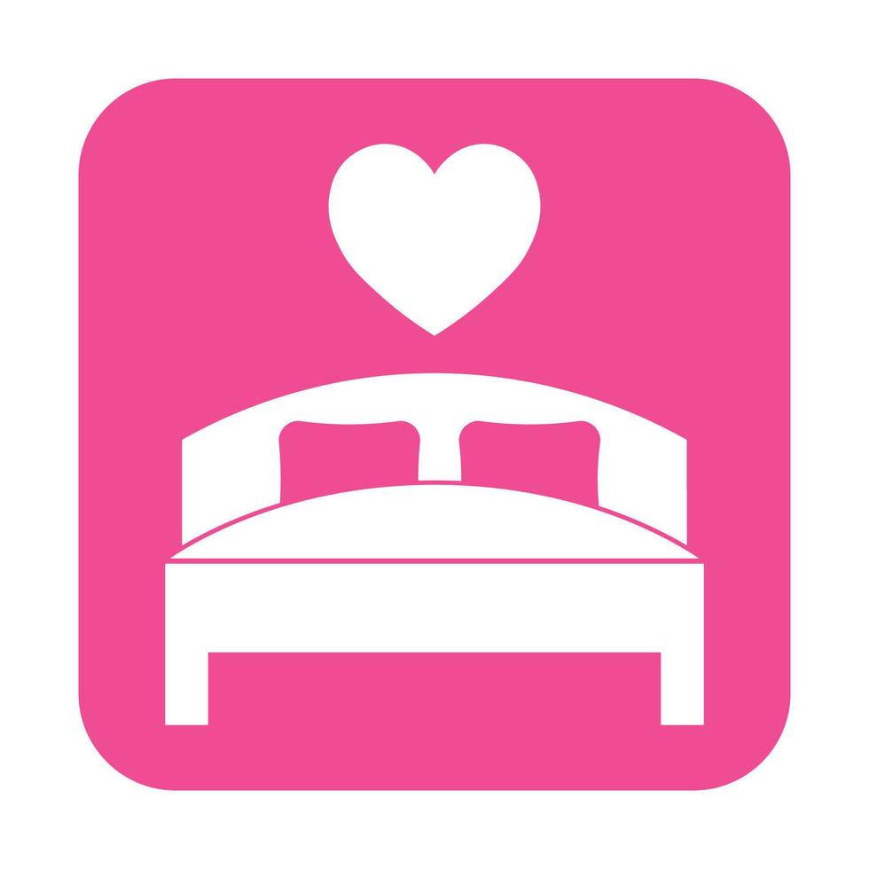 enkel illustration av säng med hjärta ikon för st. valentines dag vektor