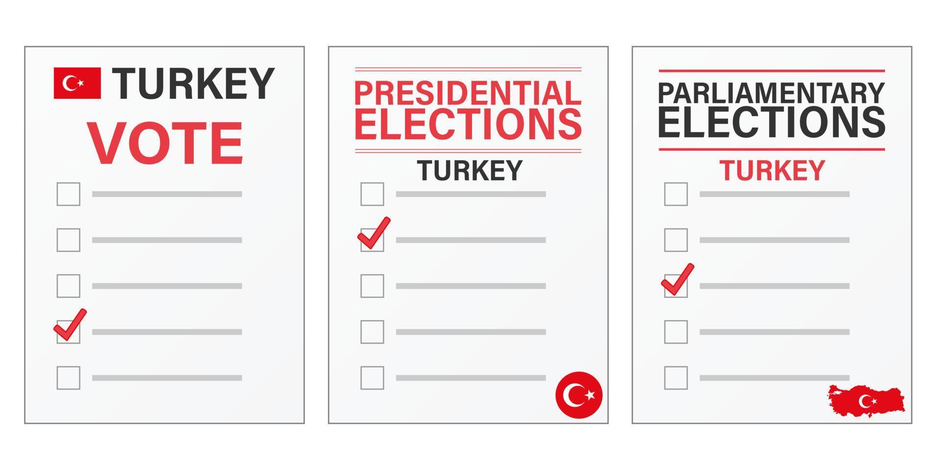 türkeiwahlen stimmzettelmodell für präsidentschafts- und parlamentswahlen vektor