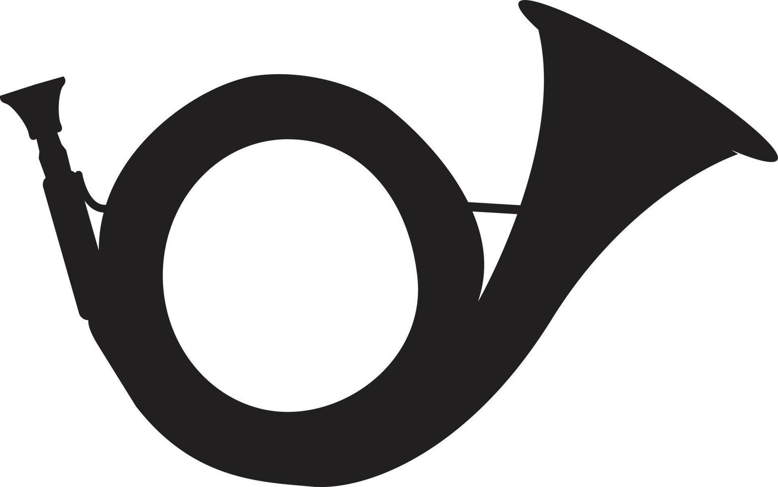 Post-Rundhorn-Symbol auf weißem Hintergrund. Posthornzeichen. Trompetensymbol. flacher Stil. vektor