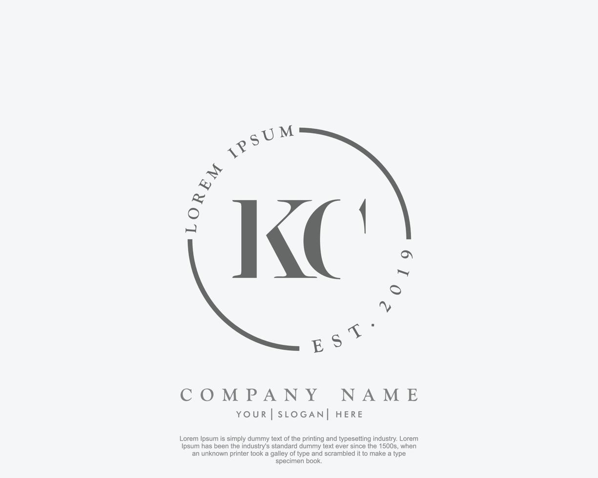 första brev kc feminin logotyp skönhet monogram och elegant logotyp design, handstil logotyp av första signatur, bröllop, mode, blommig och botanisk med kreativ mall vektor