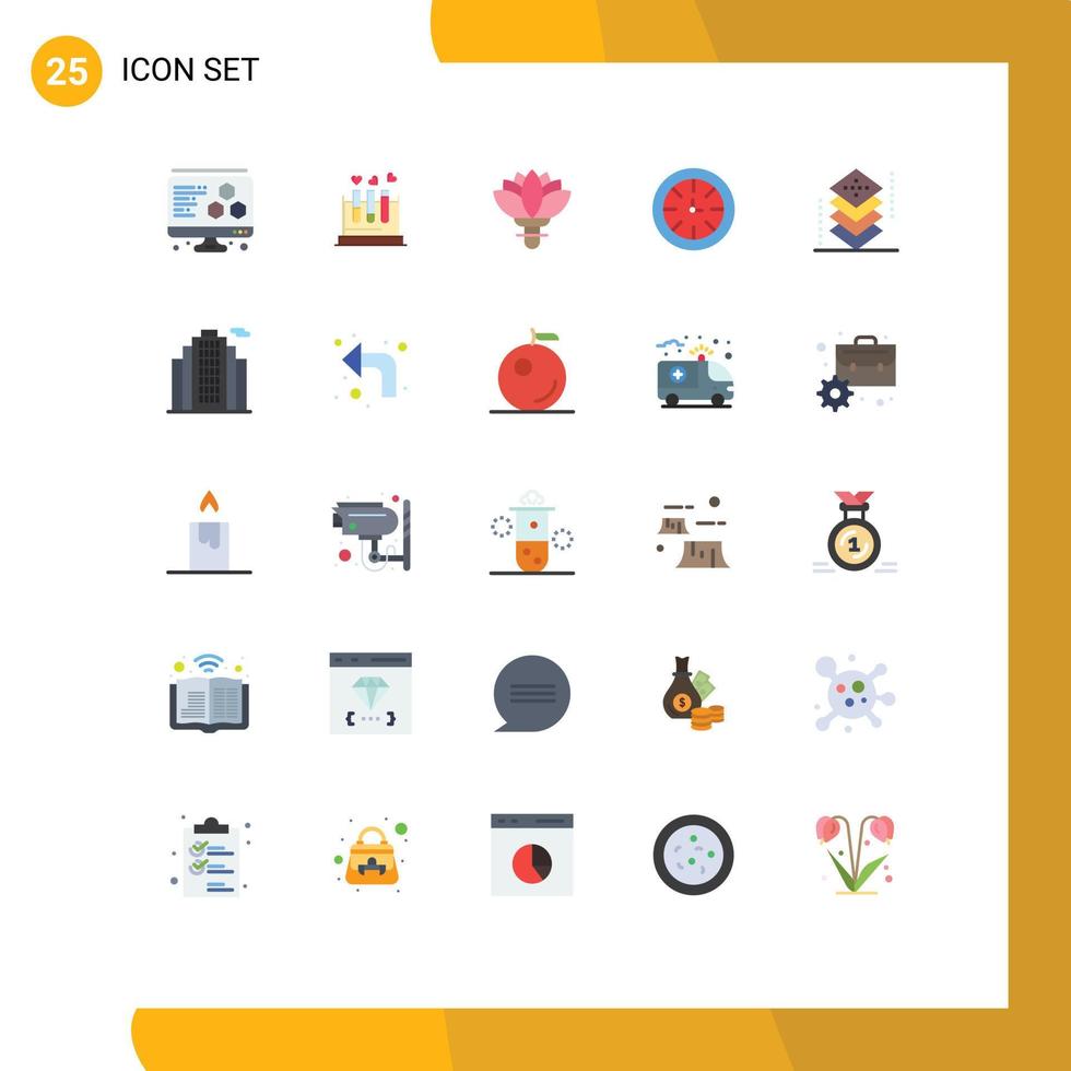 25 universell platt Färg tecken symboler av utveckling kodning växt global timer redigerbar vektor design element