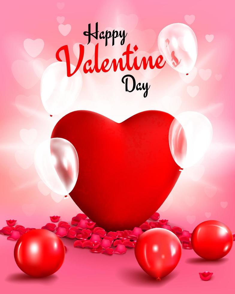 Happy Valentine's Day Banner Hintergrunddesign mit Herzillustration vektor
