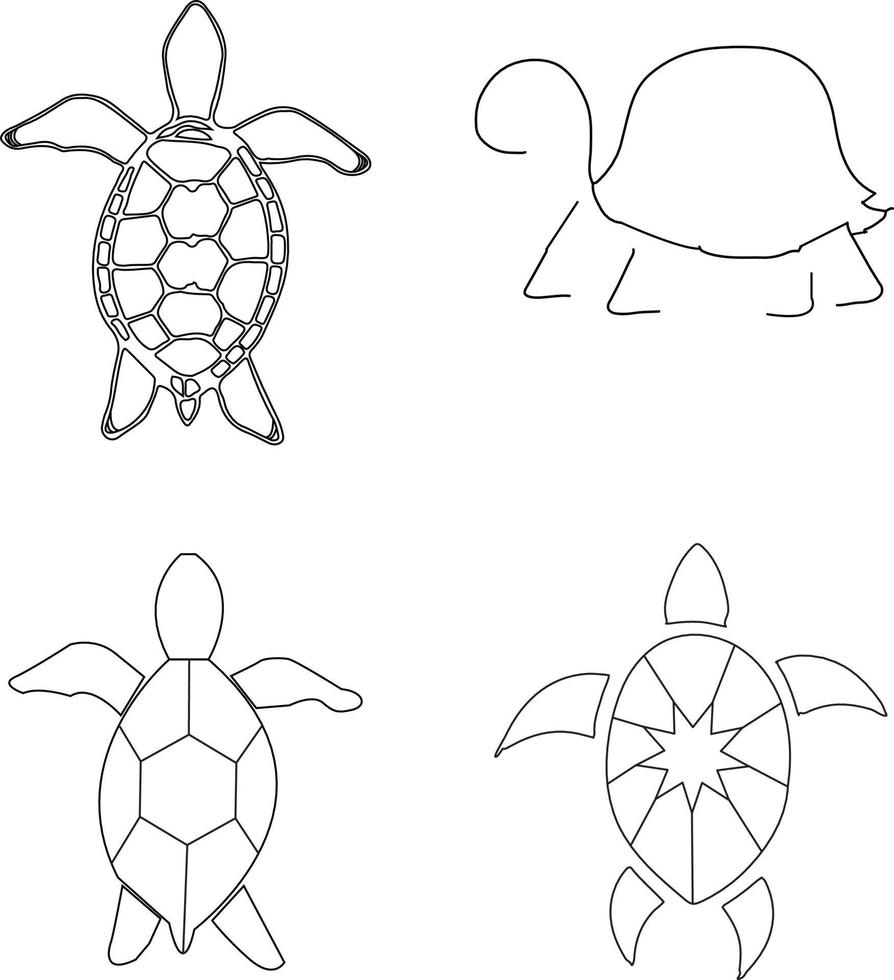 Strichzeichnungen Schildkröte Tattoo vektor