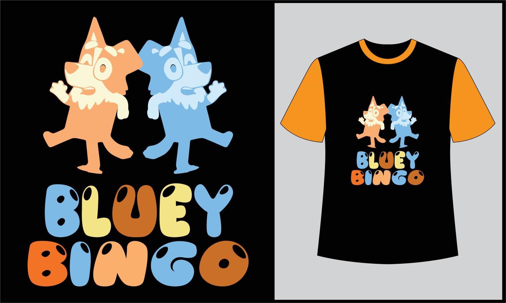 bluey bingo vintage illustratoon vektor t-shirt design