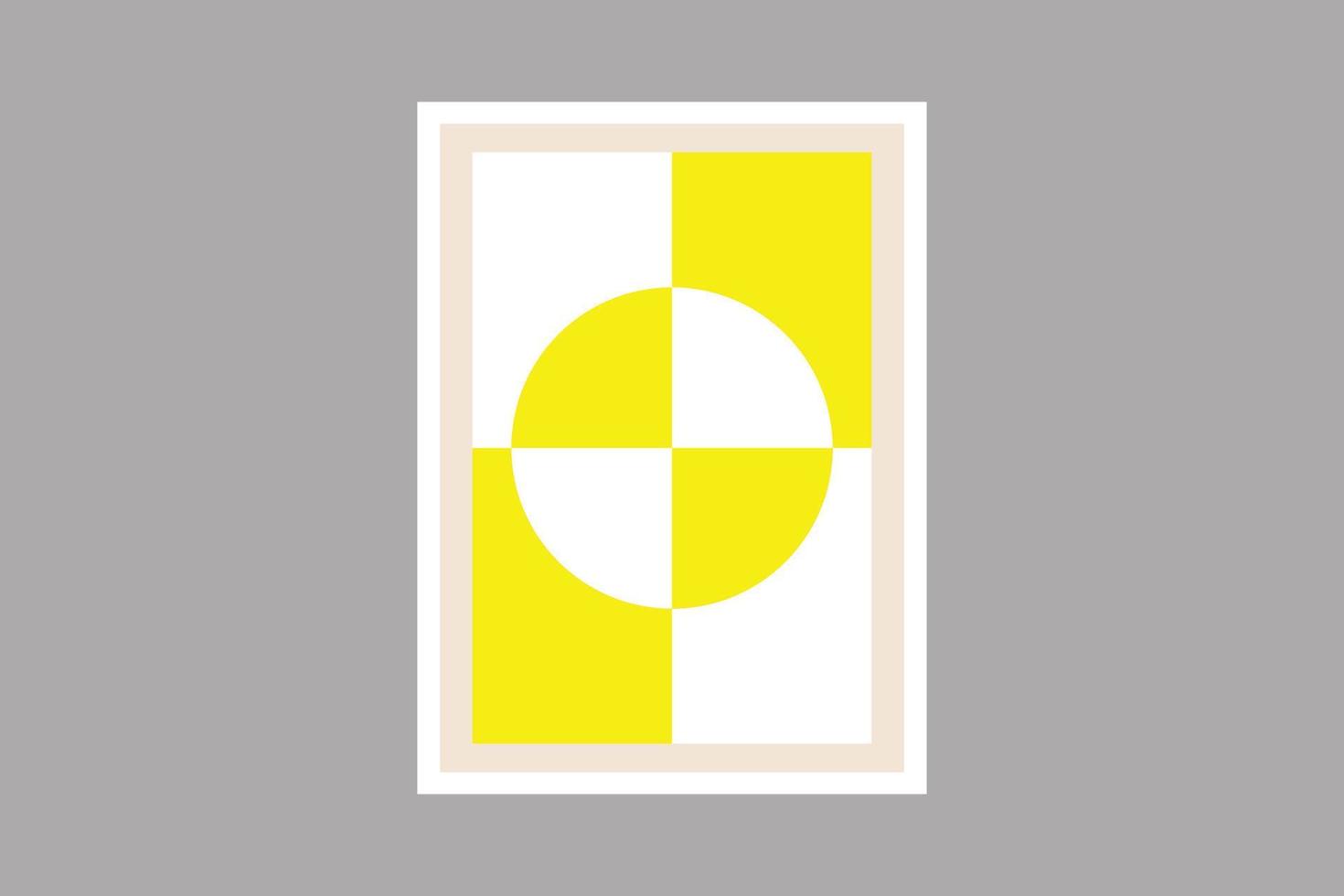 geometrisches Design mit gelber und weißer Farbe. bauhaus geometrischer musterhintergrund, abstrakter vektorkreis und rechteckige linienkunst. gelber trendiger bauhaus-musterhintergrund. vektor