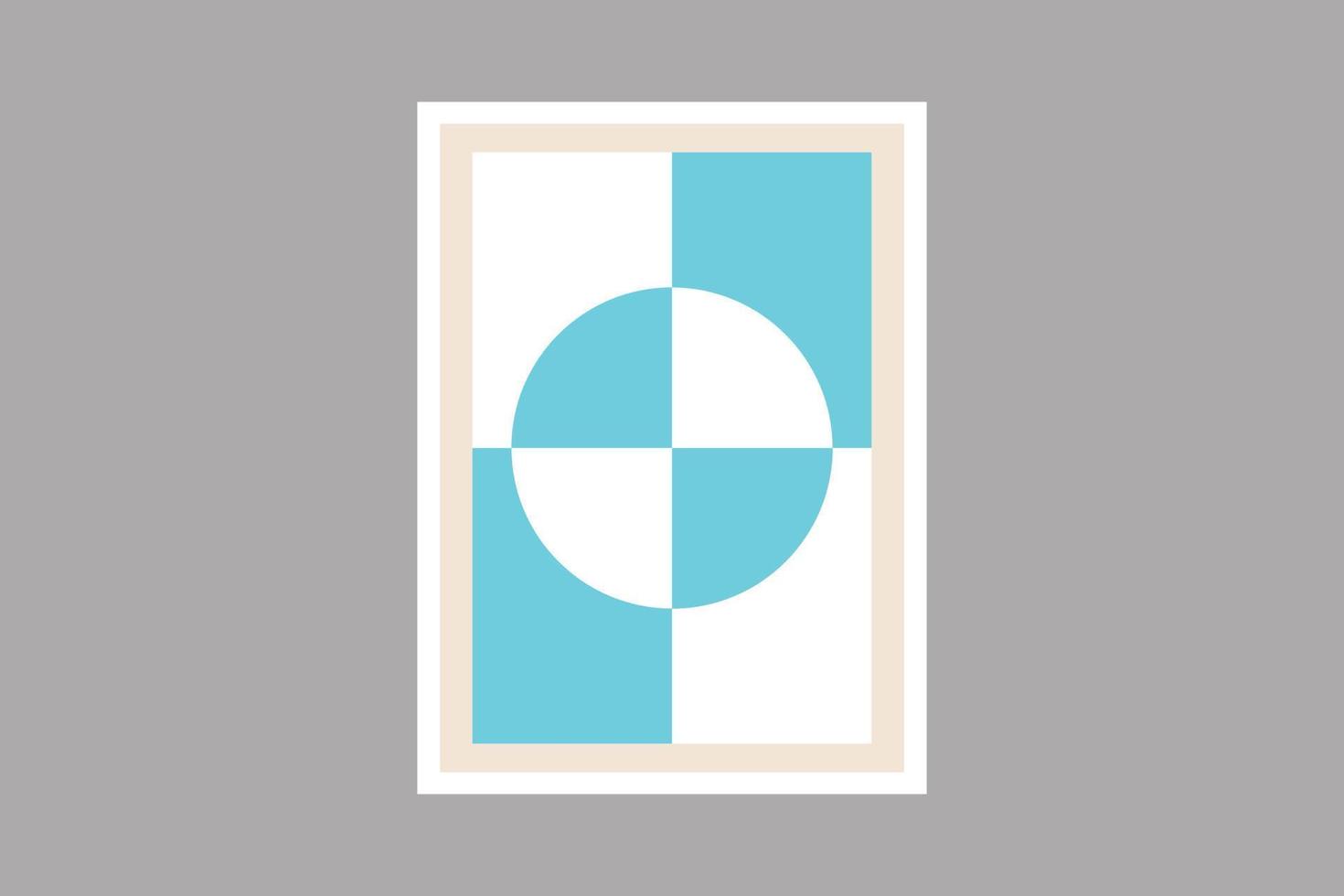 geometrisches Design mit Cyan und weißer Farbe. bauhaus geometrischer musterhintergrund, abstrakter vektorkreis und rechteckige linienkunst. cyan-farbener trendiger bauhaus-musterhintergrund. vektor