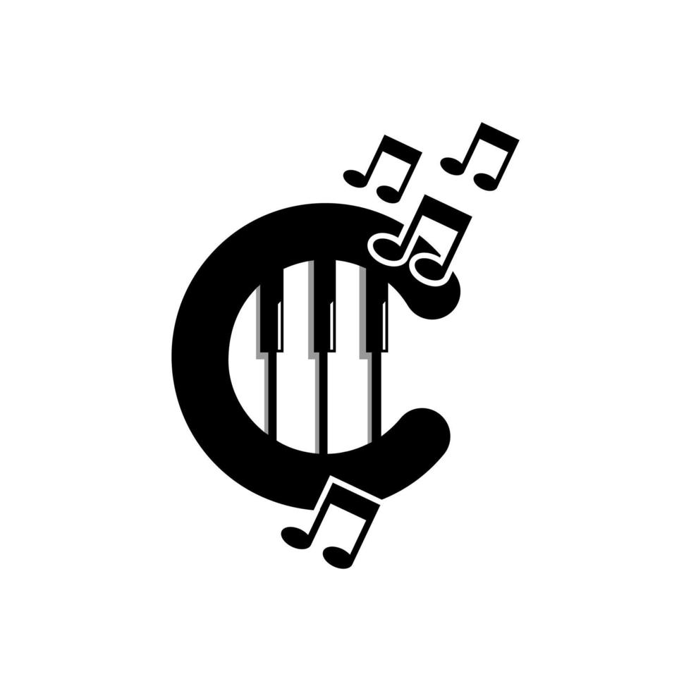 första brev c piano logotyp design. modern monogram logotyp mall isolerat på vit bakgrund. vektor